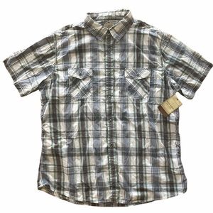 Sonoma Short Sleeve Blue Green Plaid Button Down